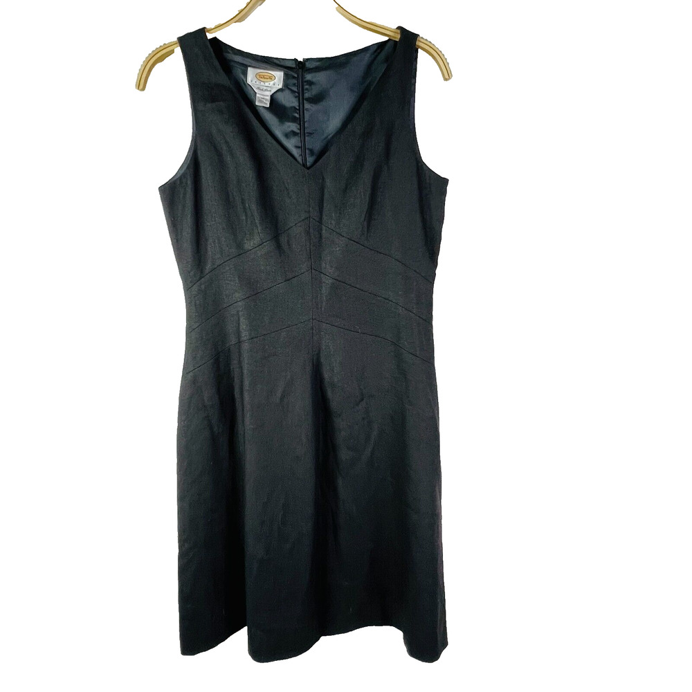 Talbots Irish Linen Black Sheath Dress Sleeveless Lined Size‎ 10
